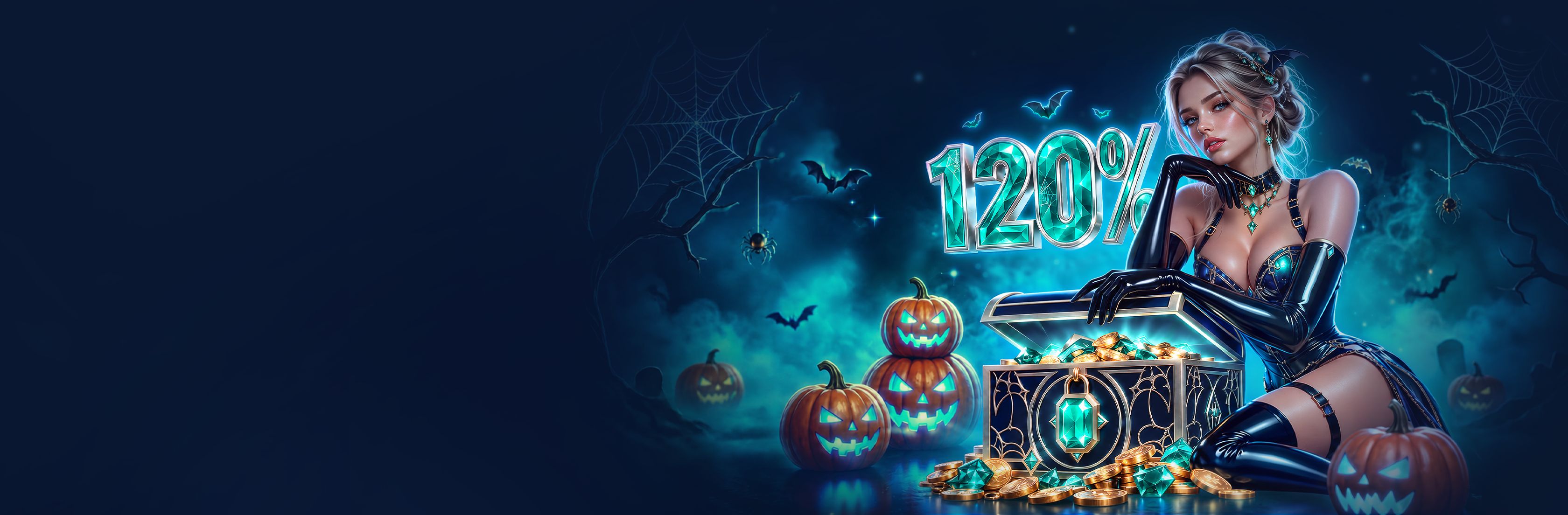 Призови <span style="color:#6FF8FF;">Бонус</span> и <span style="color:#FFAD65;">Сундук!</span> 🎃